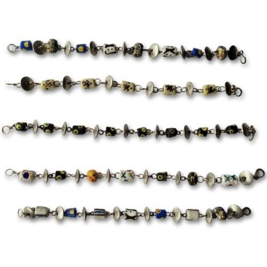 Painted Bead & Disk Bracelet
