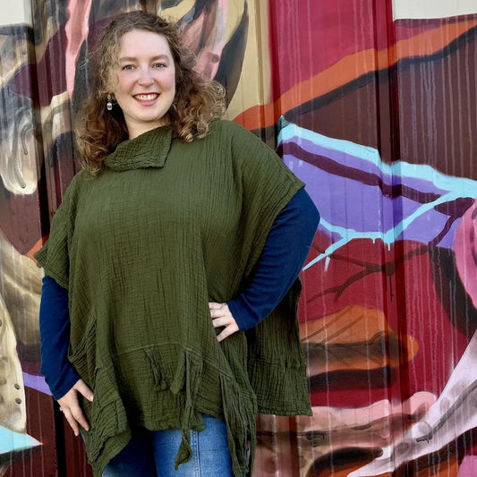 Gauzy Cotton Poncho Top