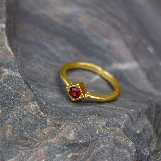 Garnet Brass Stackable Ring