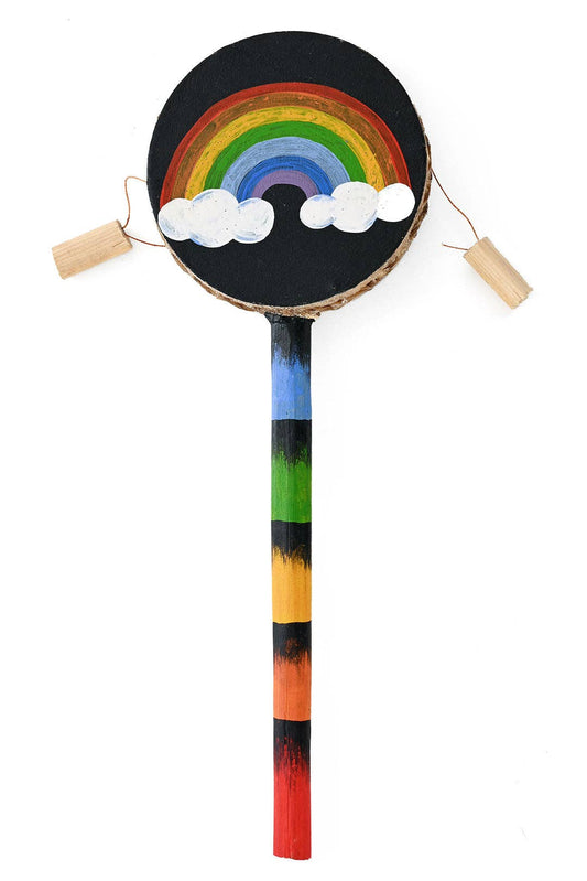 Hand Painted Sunshine & Rainbows Spin Drum