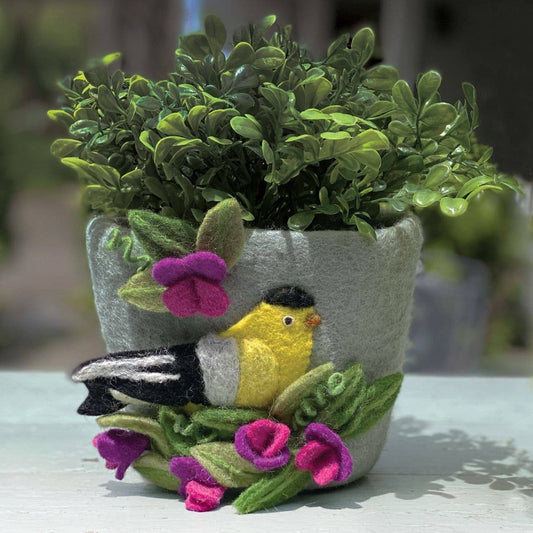 Sweetpea Goldfinch Felt Pot
