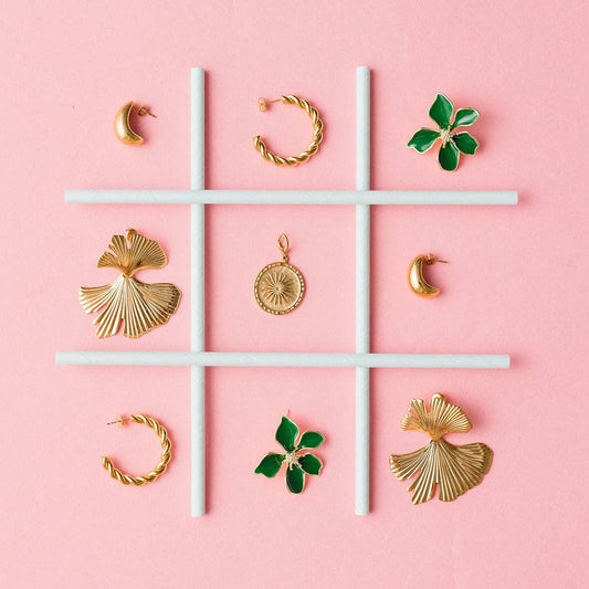 Emerald and Gold Flower Earrings