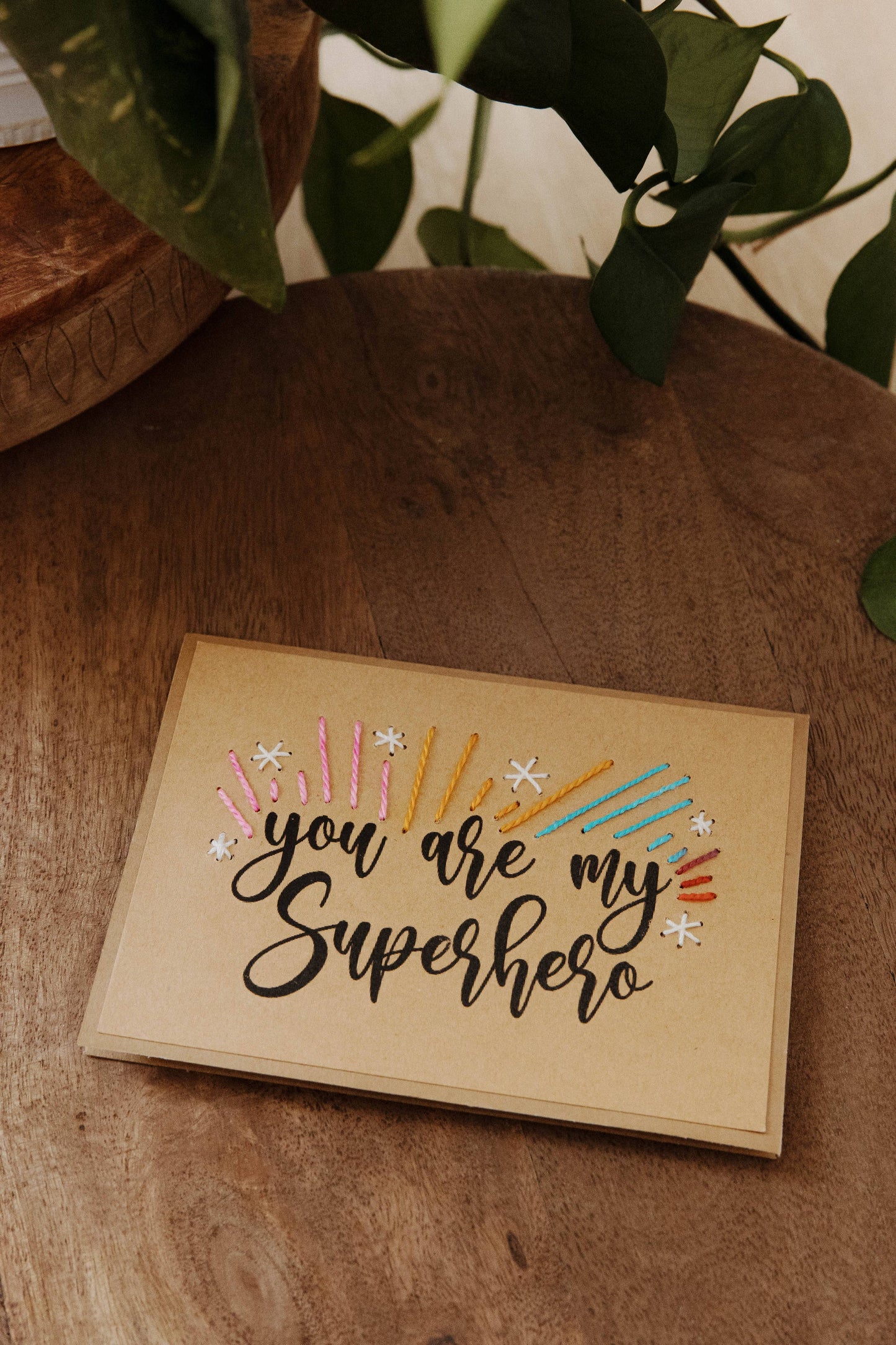 You Are My Superhero Hand-Stitched Greeting Card