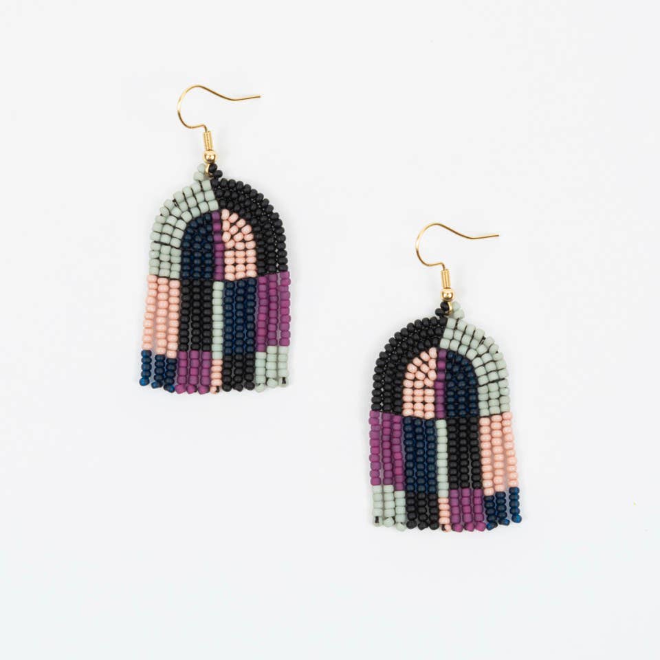 Matte Violet Patchwork Arco Earrings