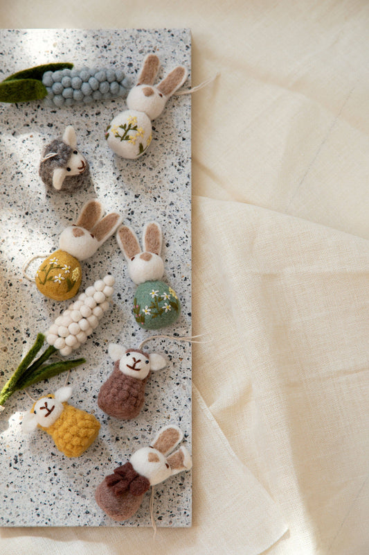 Small Bunny with Flower Embroidery