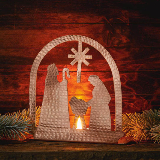 Copper Tea Light Nativity