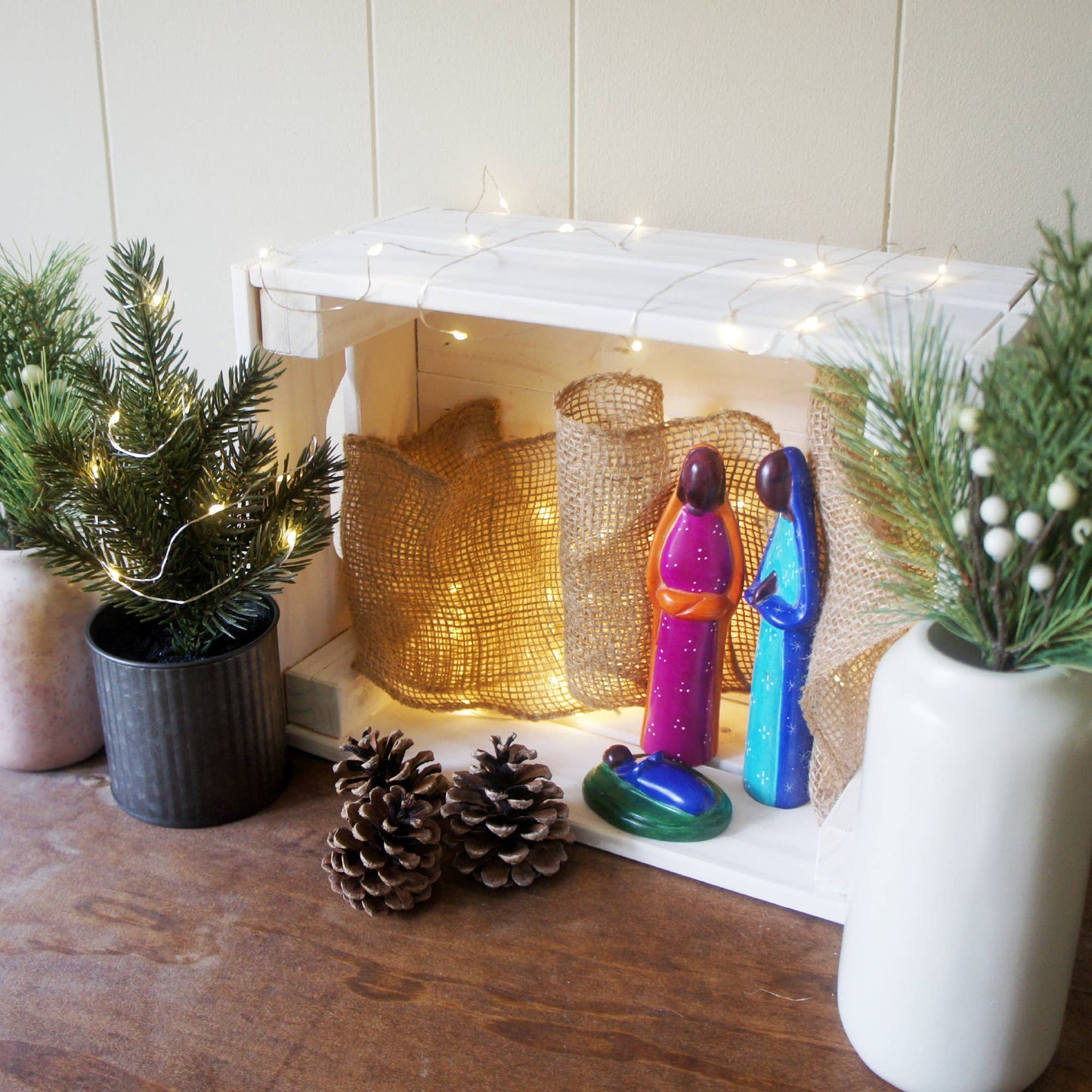 Tall Colorful Soapstone Nativity 3 piece