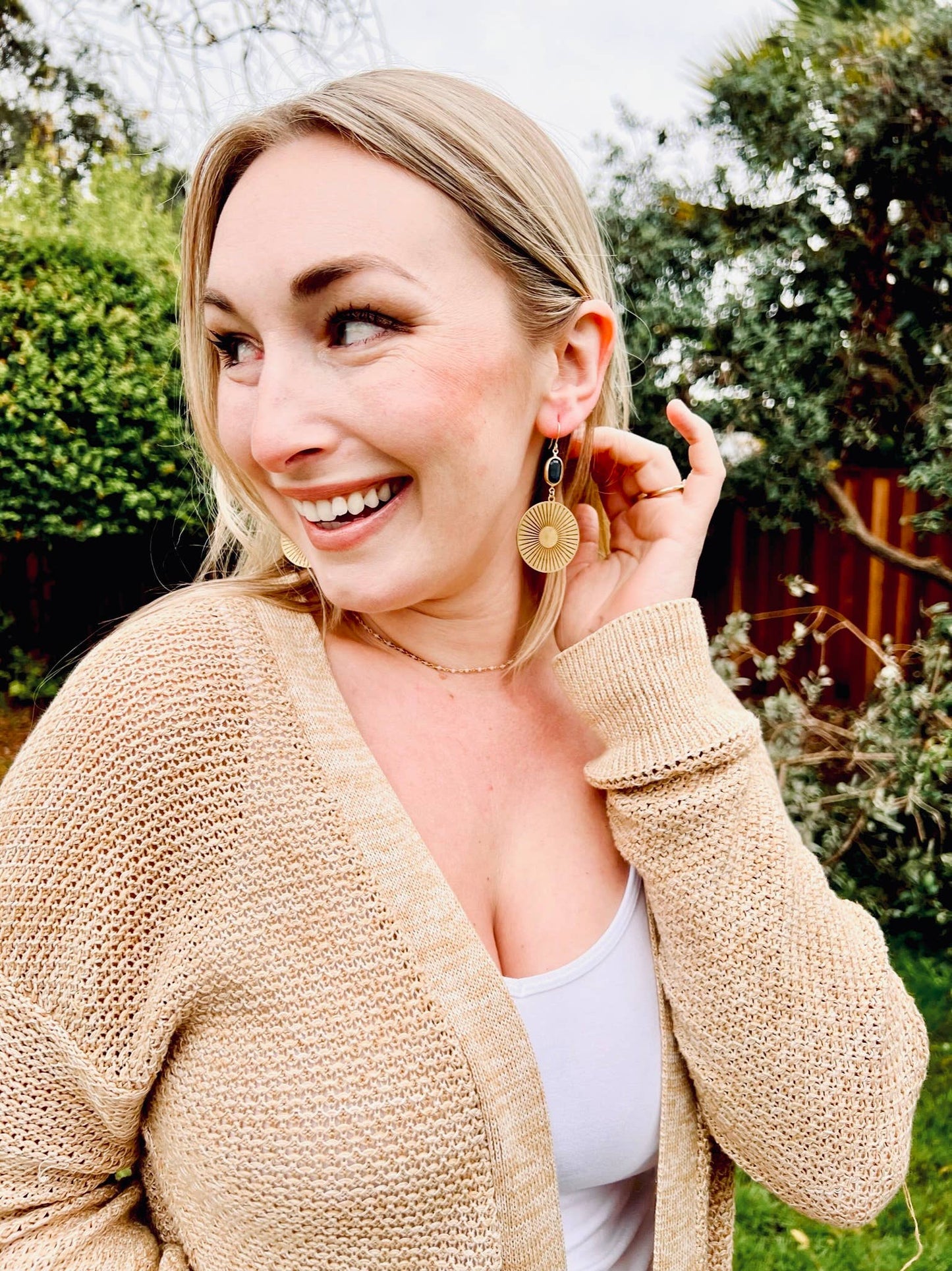 Brass Sun Medallion Earrings