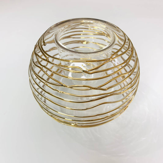Gold Spiral Glass Candle Holder