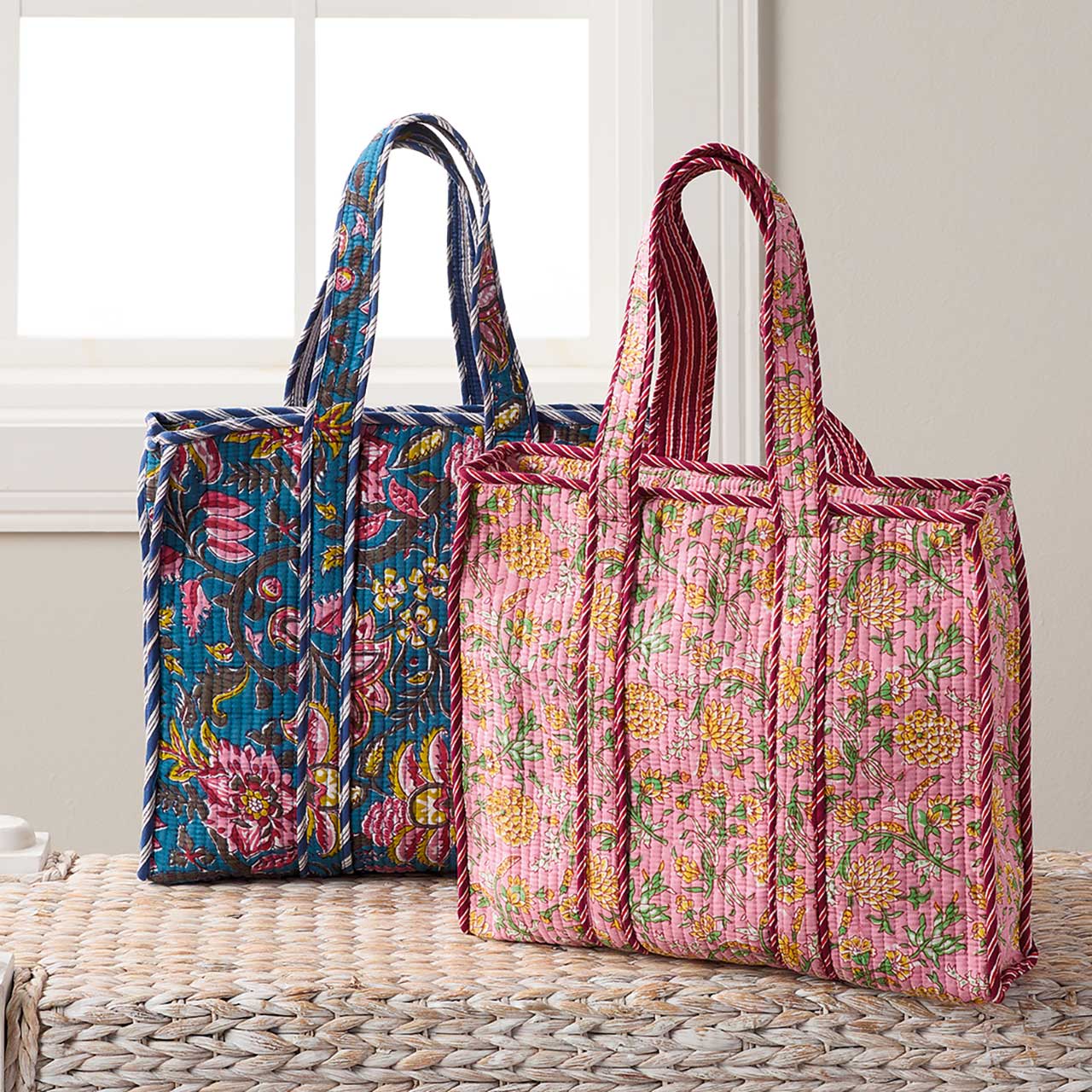 Bright Flowers Quilted Tote Bag