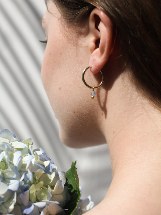 Blue Sky Sea Glass Huggies Earrings