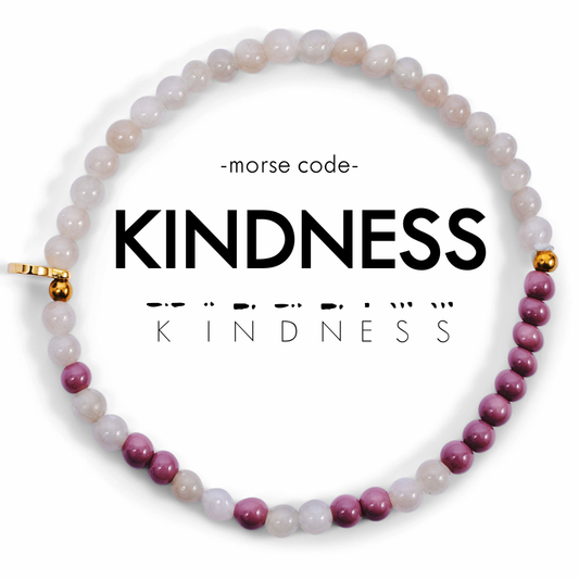 Morse Code Bracelet | KINDNESS: Faceted Blue & MOP