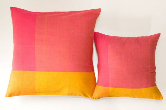 Four Colors Pink Handwoven Pillow with Insert