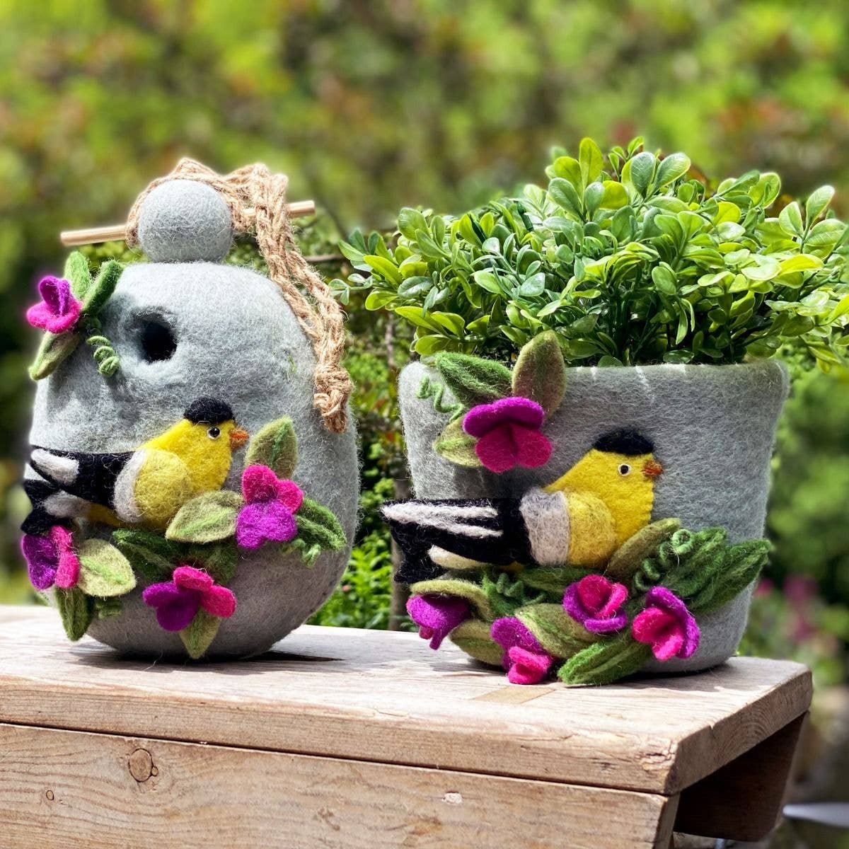 Sweetpea Goldfinch Felt Pot