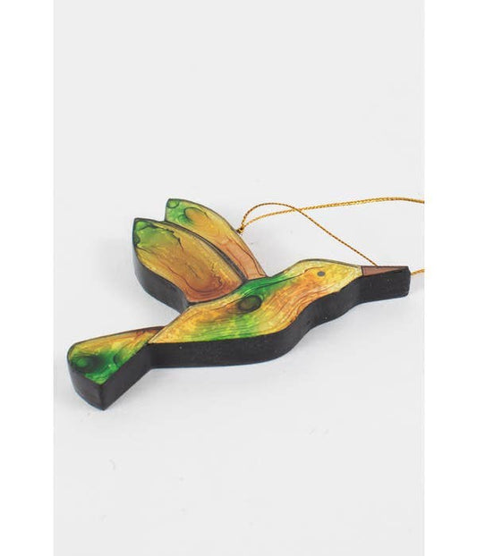 Hummingbird Mosaic Ornament Yellow