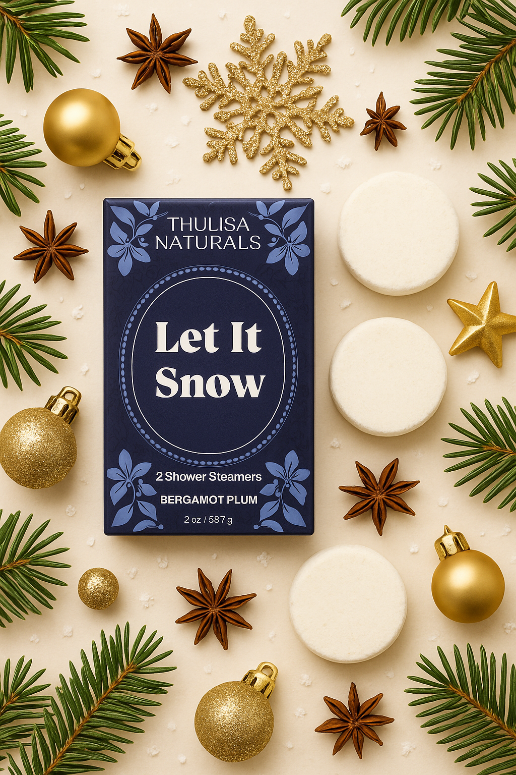 Let It Snow Shower Steamers in Bergamot Plum