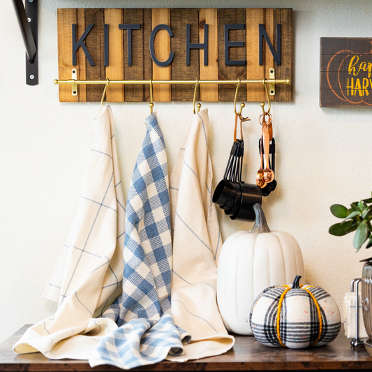 Upcycled Denim Stripe Kitchen Towels