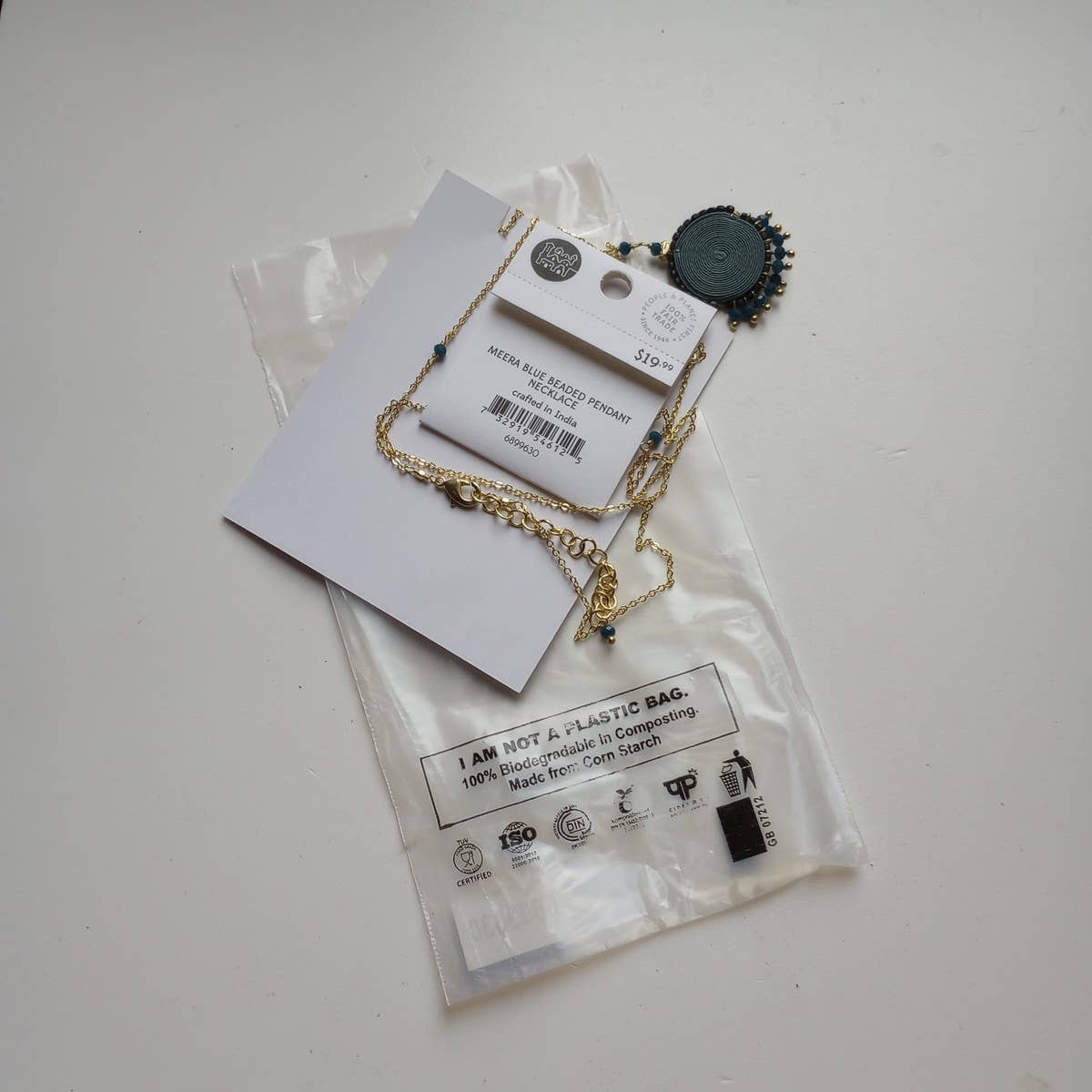 Meera Blue Beaded Pendant Necklace