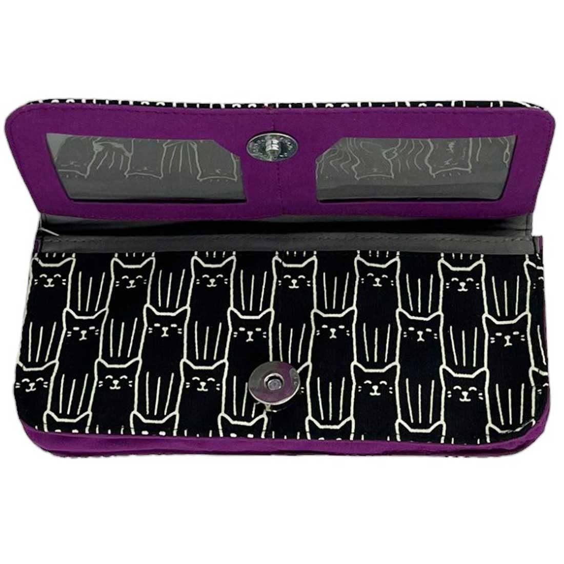 Black Cat Print Long Wallet