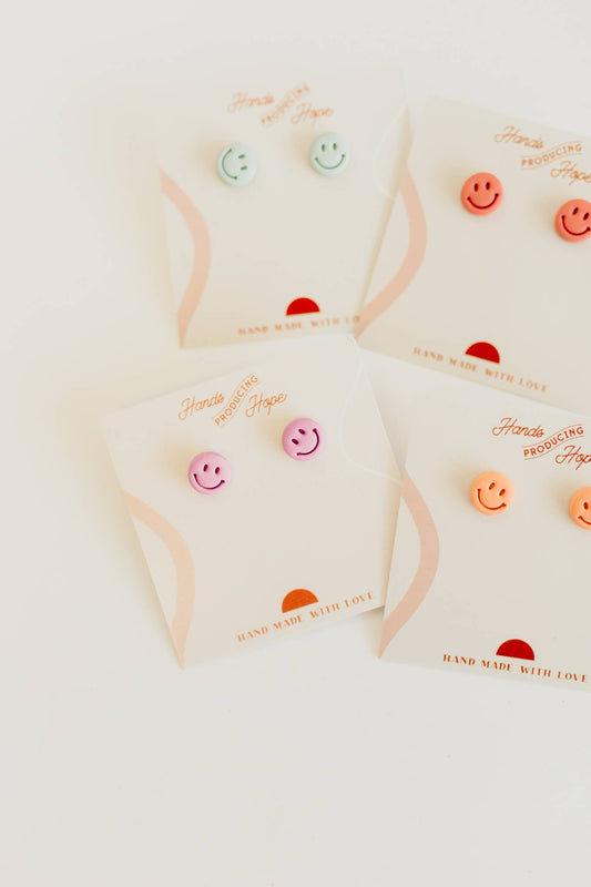 Smiley Studs Earrings: Yellow