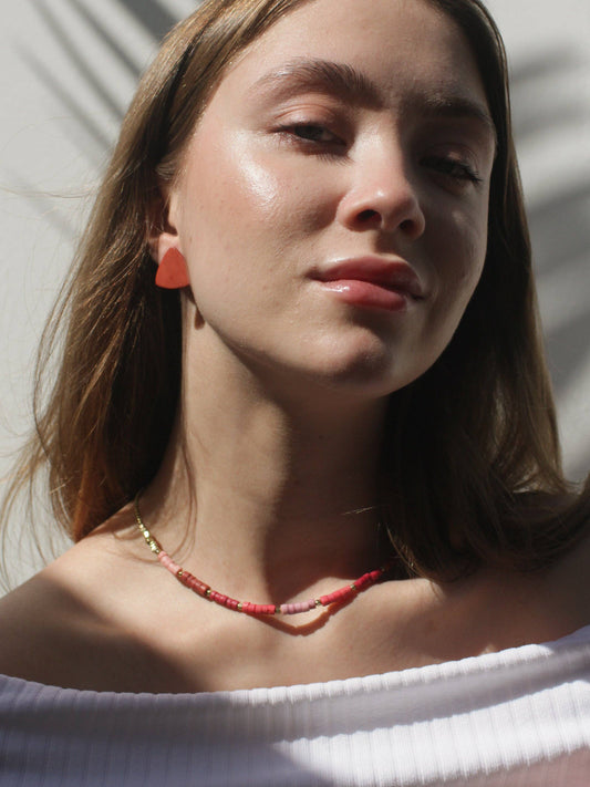 Ruby Gradient Beaded Necklace