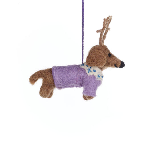 Handmade Felt Rudy Dachshund Dog Ornament