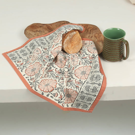 Hand Block Print BLOOM EARTH Cotton Kitchen Towel