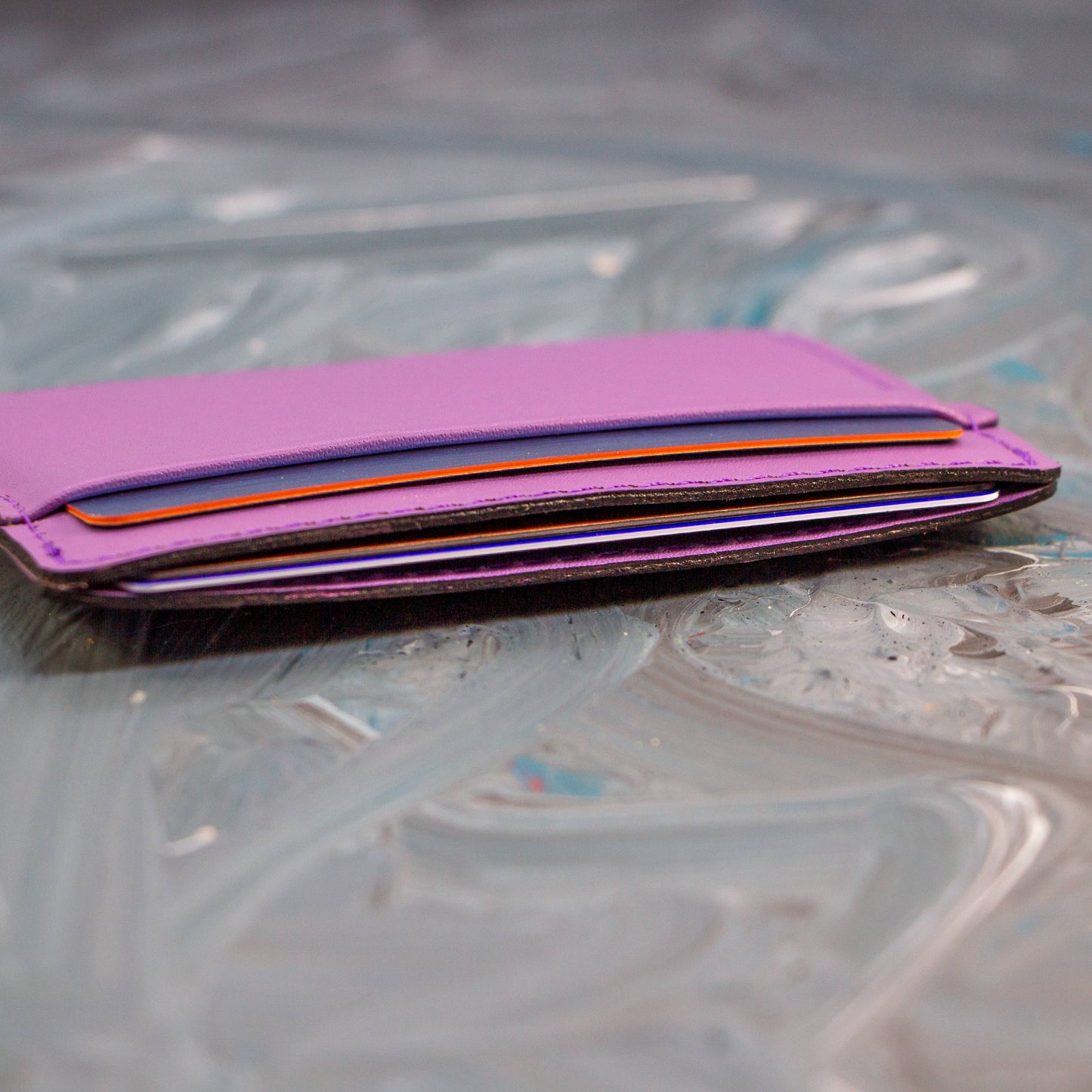 Purple Leather Card Wallet