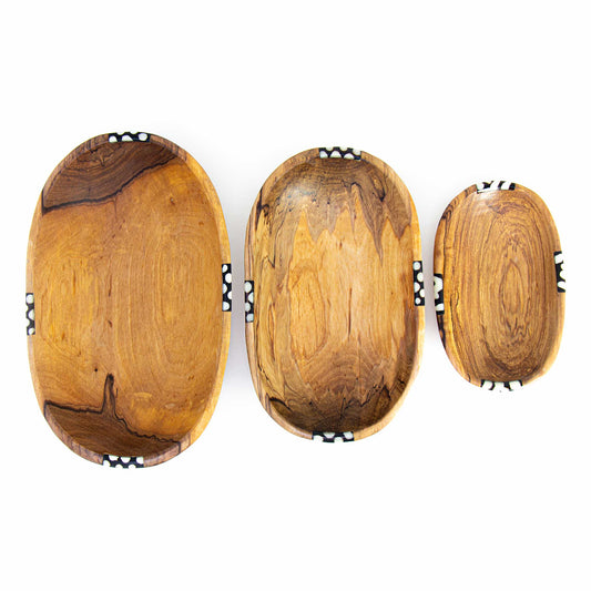 Nesting Oval Olive Wood Bowls (Set of 3)