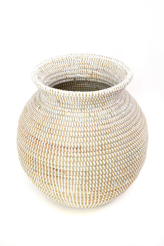 White Senegalese Kitchen Basket or Vase