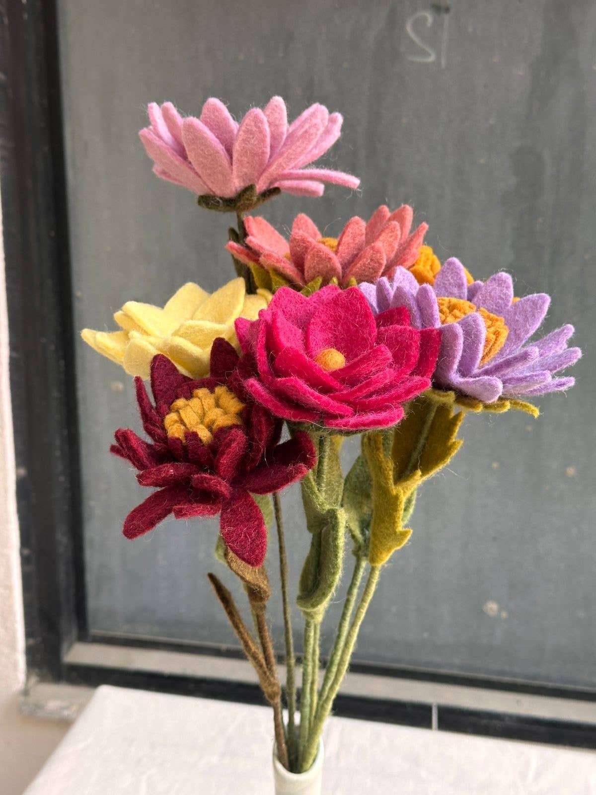 Maroon Zinnia Felt Flower