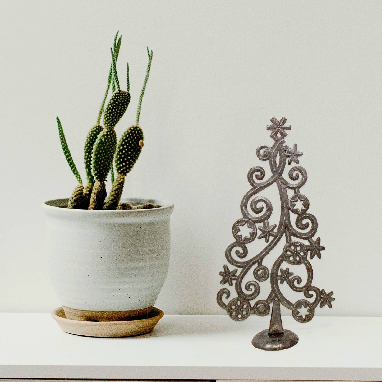 Christmas Tree With Stars and Snowflakes Metal Art