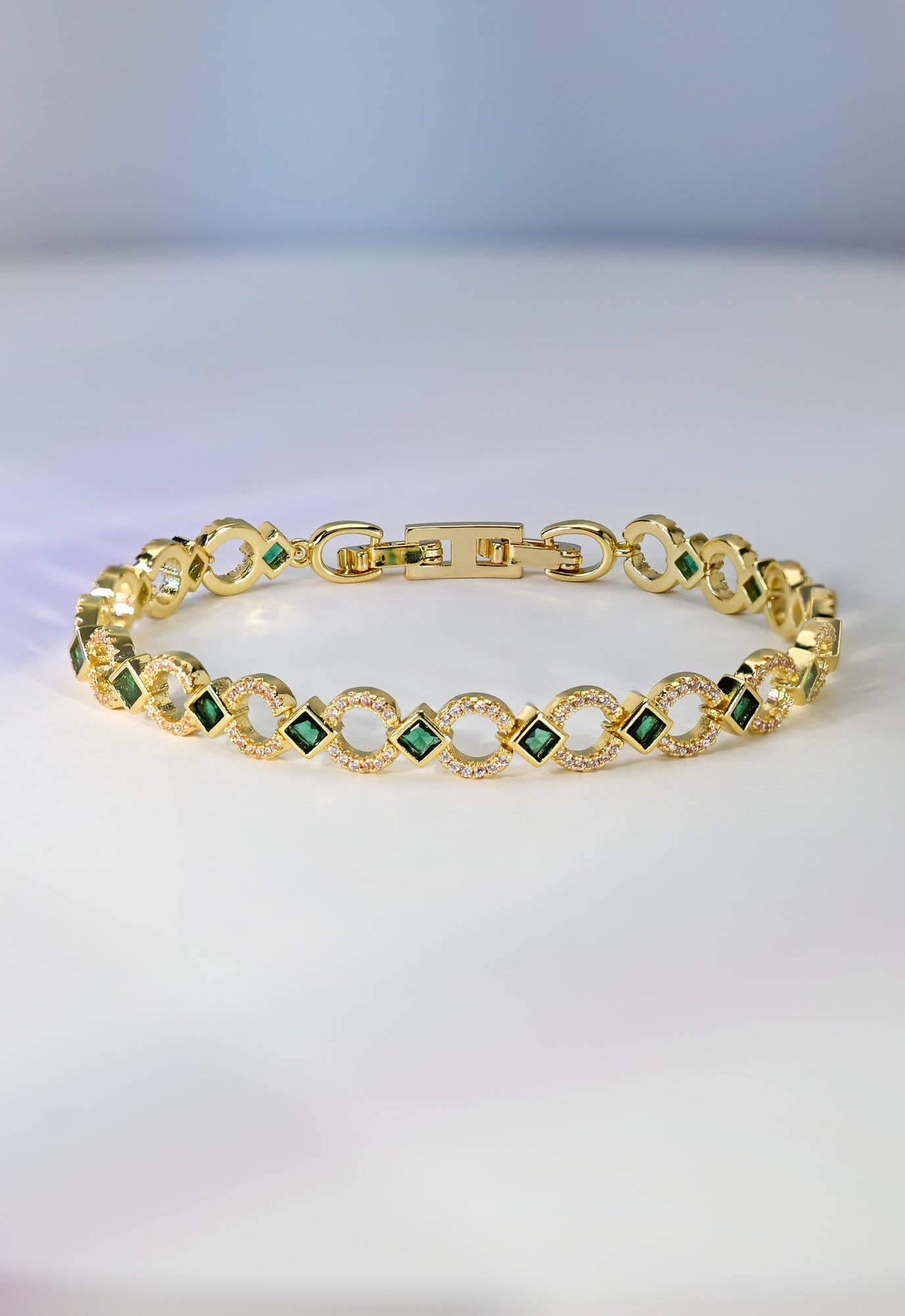 Gilded Halo Bracelet in Emerald