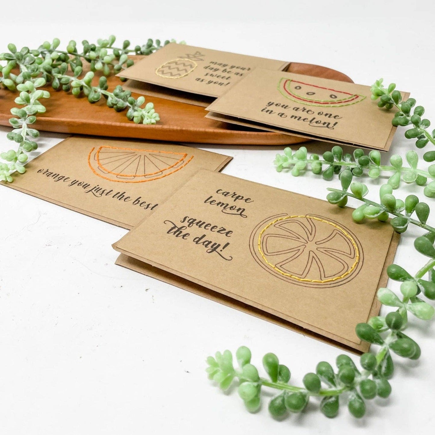 Fruity Hand-Stitched Greeting Cards