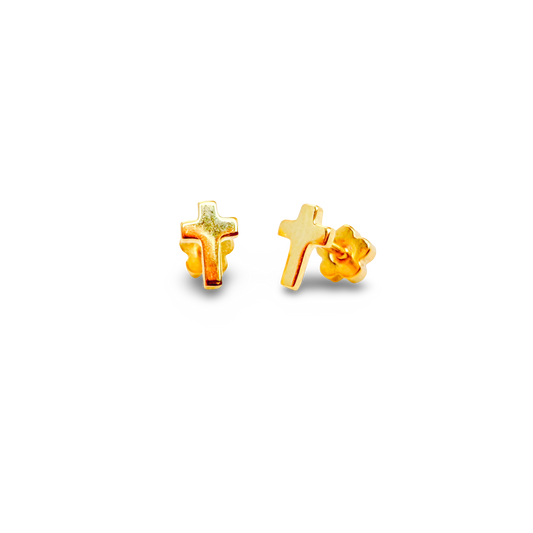 Cross Tiny Gold Stud Earrings