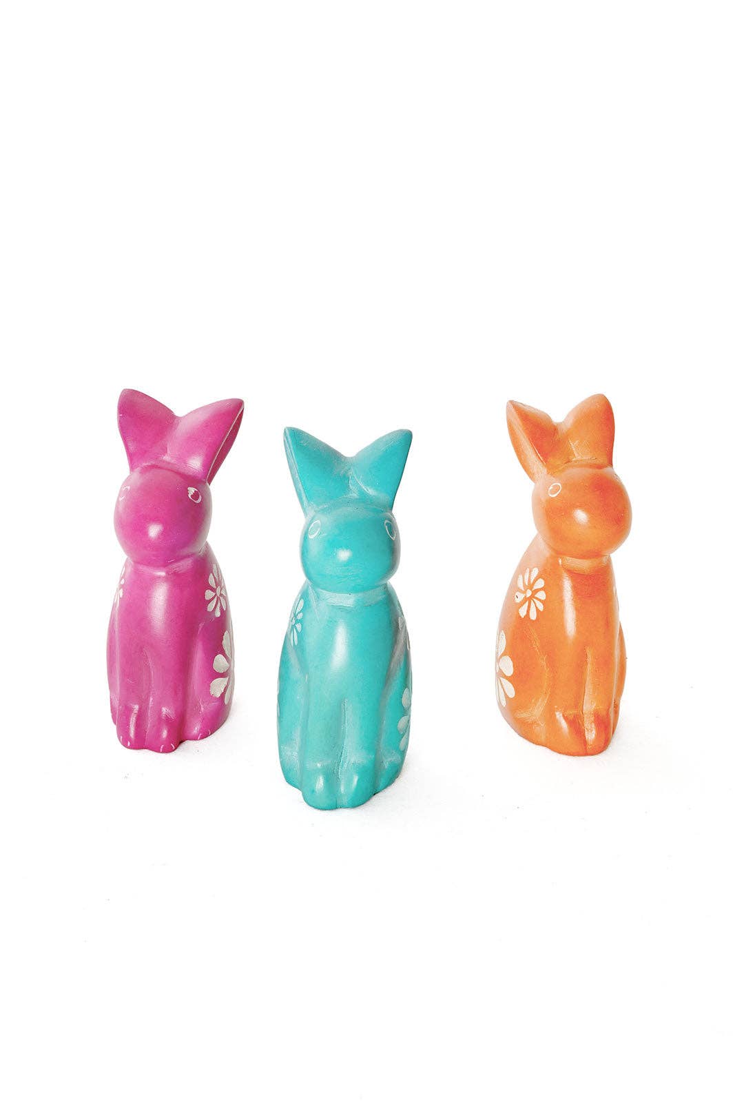 Colorful Floral Soapstone Bunny Rabbit