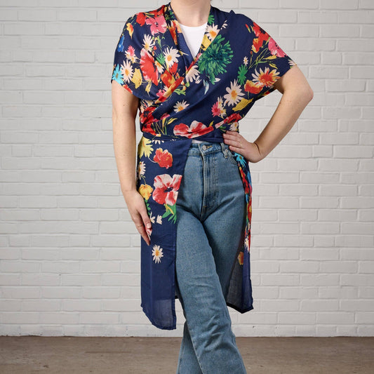 Raseela Blue Floral Modal Topper