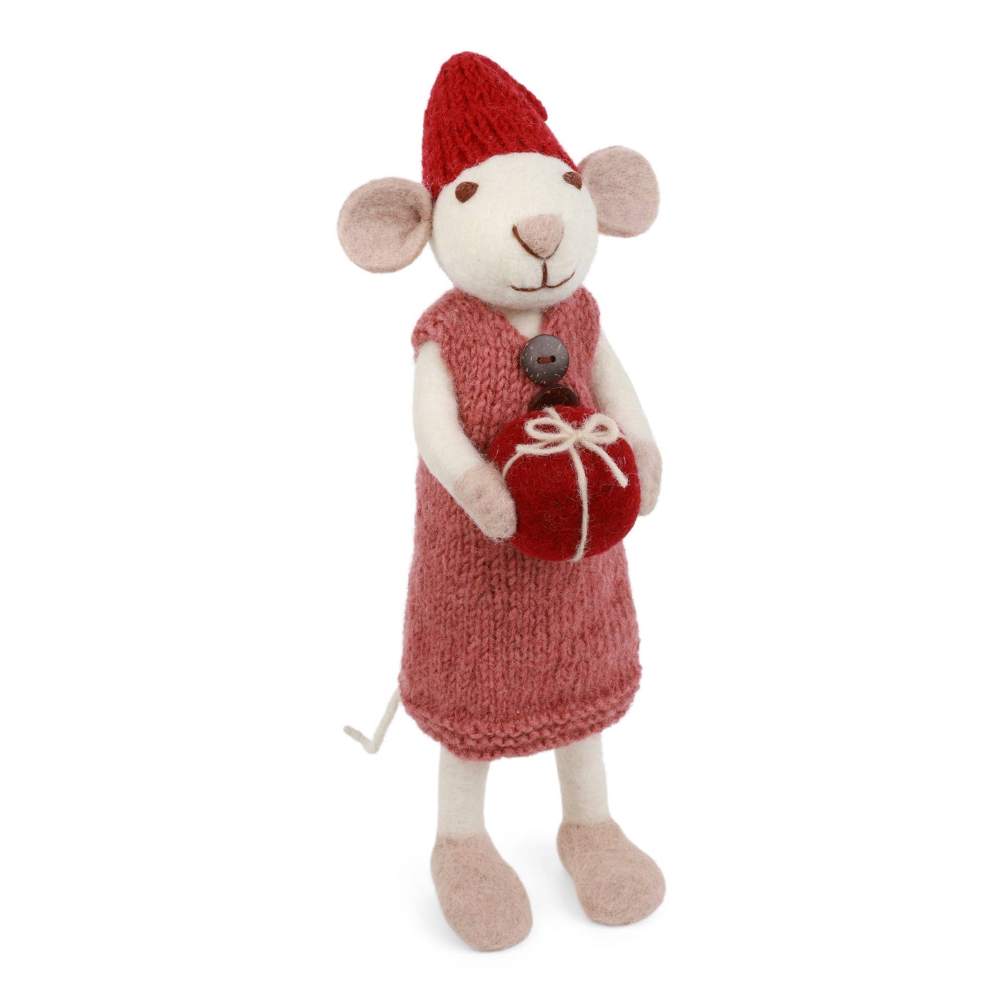 Big White Mouse Dusty Red Dress & Present