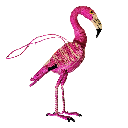 Pink Flamingo Woven Ornament