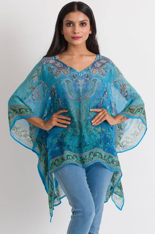 Turquoise & Lavender Kumari Cupro Top