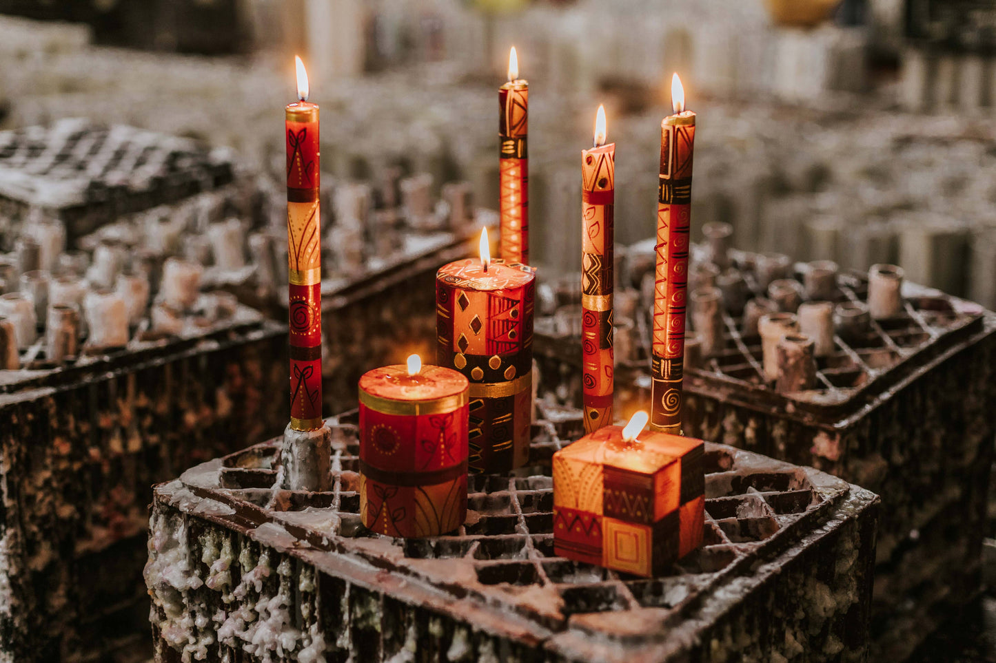 Safari Gold Medium Pillar Candles 3” x 6” (75 hour burn time)