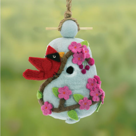 Cherry Cardinal Wool Birdhouse