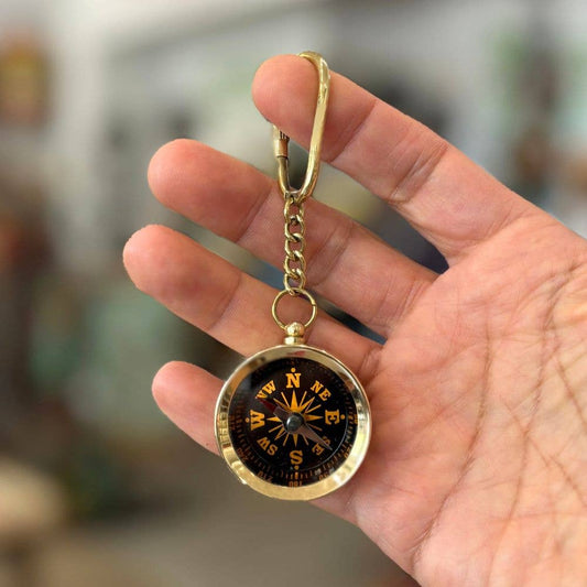 Brass Compass Key Chain