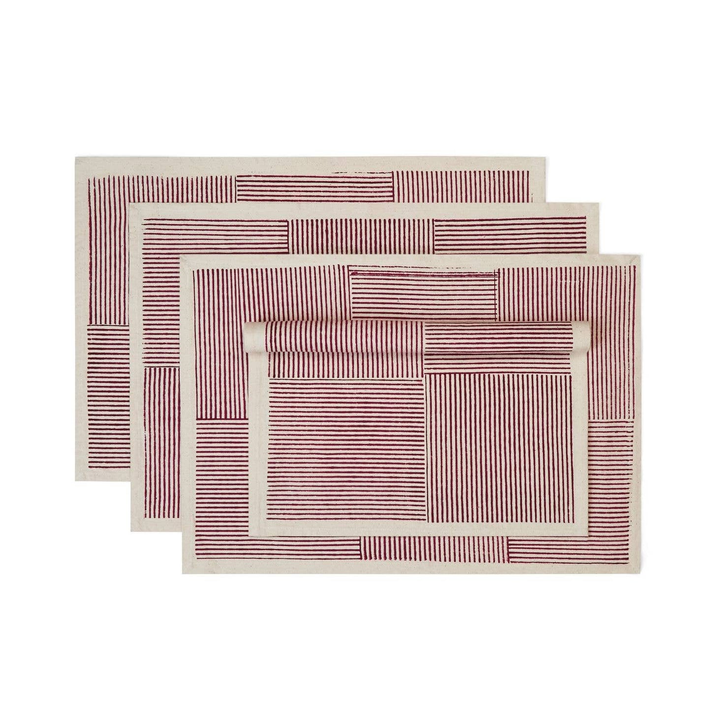 Cotton Napkins | Garnet Forest Hand Block Print | Fair Trade (set of 4)