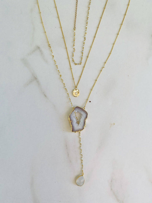 Bohemian Moonstone Rosary Necklace