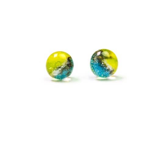 Fused Glass Stud Earrings in Assorted Colors