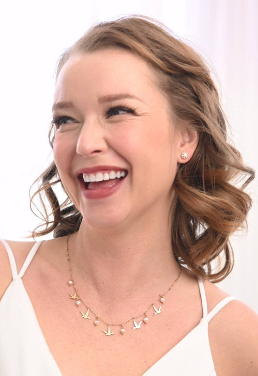 Lustre Bloom Studs in Gold