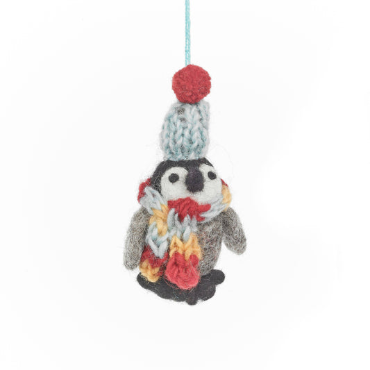 Handmade Felt Frosty Penguin Ornament