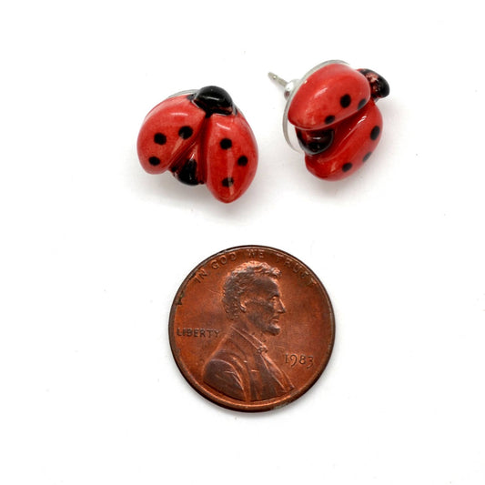 Ceramic Ladybug Stud Earrings