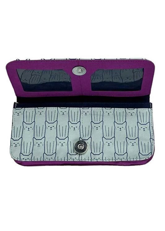Blue Cat Print Long Wallet